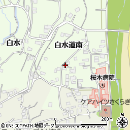 徳島県美馬市脇町白水道南周辺の地図