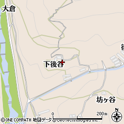 徳島県美馬市美馬町下後谷周辺の地図