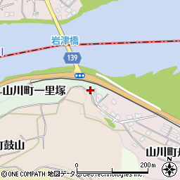 徳島県吉野川市山川町一里塚周辺の地図