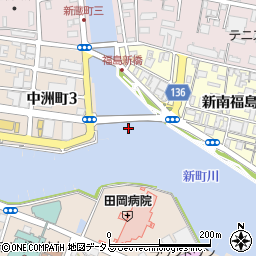 中洲みなと橋周辺の地図