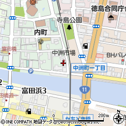 中洲市場周辺の地図