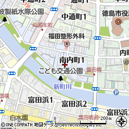 徳島県徳島市南内町周辺の地図