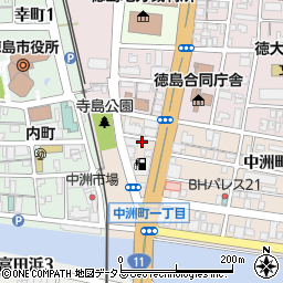 徳島県徳島市中洲町1丁目62周辺の地図