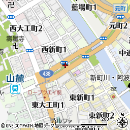 徳島市役所　経済部新町地下駐車場周辺の地図