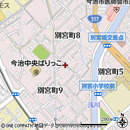 愛媛県今治市別宮町周辺の地図