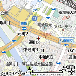 四国銀行徳島中央市場支店周辺の地図