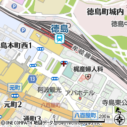 徳島駅前周辺の地図