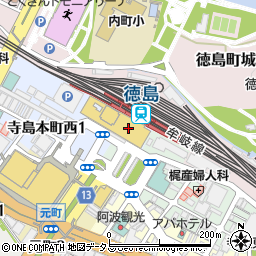 徳島大正銀行徳島ターミナルビル ＡＴＭ周辺の地図