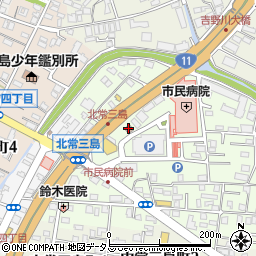 徳島市民病院前郵便局周辺の地図
