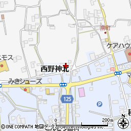 徳島県阿波市市場町香美西野神北周辺の地図