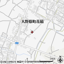 香川県観音寺市大野原町花稲周辺の地図