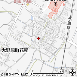 香川県観音寺市大野原町花稲738周辺の地図