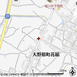 香川県観音寺市大野原町花稲307周辺の地図