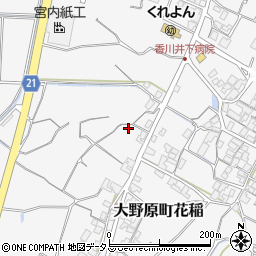 香川県観音寺市大野原町花稲274周辺の地図