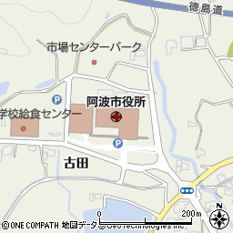 徳島県阿波市周辺の地図