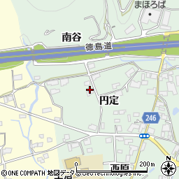 徳島県阿波市市場町上喜来円定周辺の地図