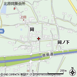 徳島県阿波市市場町上喜来岡周辺の地図