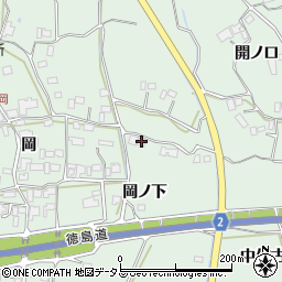 徳島県阿波市市場町上喜来岡ノ下周辺の地図