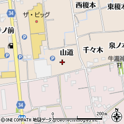 徳島県板野郡上板町椎本山道周辺の地図