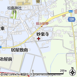 徳島県板野郡上板町鍛冶屋原妙楽寺周辺の地図