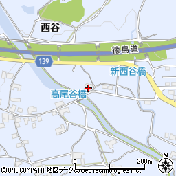 徳島県阿波市土成町高尾西谷75周辺の地図