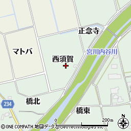 徳島県上板町（板野郡）西分（西須賀）周辺の地図