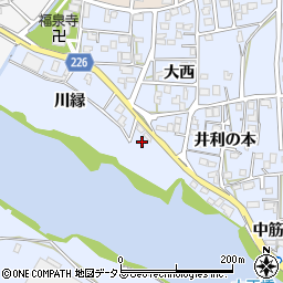 徳島県鳴門市大麻町市場川縁周辺の地図