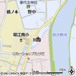 徳島県鳴門市大麻町東馬詰川縁周辺の地図
