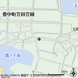 香川県三豊市豊中町笠田笠岡1423-1周辺の地図