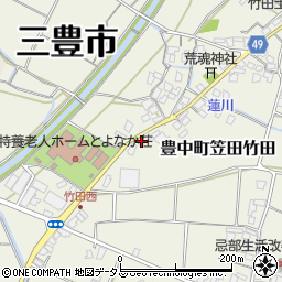 香川県三豊市豊中町笠田竹田623-1周辺の地図