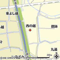 徳島県鳴門市大津町段関西の越周辺の地図