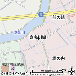 徳島県鳴門市大津町木津野喜多川縁周辺の地図