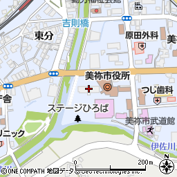 美祢市役所　市民福祉部・福祉課子育て支援課地域子育て支援班・子育て広場周辺の地図