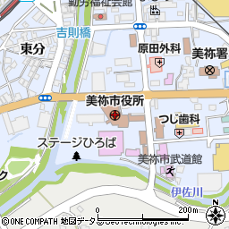 美祢市役所　建設農林部農林課農政班・林務班・有害鳥獣対策室・地籍調査室・六次産業振興推進室周辺の地図