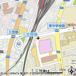 三笠陸橋周辺の地図