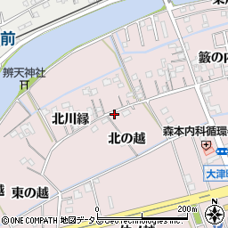 徳島県鳴門市大津町木津野北の越14周辺の地図