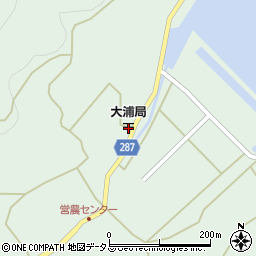 大浦郵便局周辺の地図