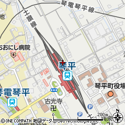 琴平町役場　琴平町出先機関町営駅前東駐車場周辺の地図