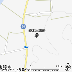 美祢市役所　綾木出張所・綾木公民館周辺の地図