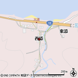 徳島県鳴門市北灘町大須西添周辺の地図