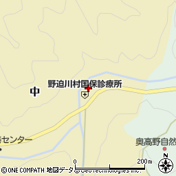 奈良県吉野郡野迫川村中355-1周辺の地図