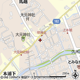 徳島県鳴門市瀬戸町明神上本城208周辺の地図