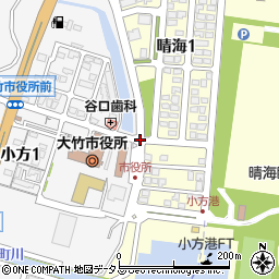大竹市水道局前周辺の地図