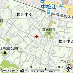 中松江自治会館周辺の地図