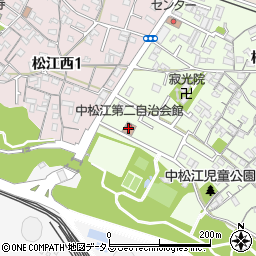 中松江第二自治会館周辺の地図