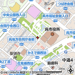 広島県呉市中央周辺の地図