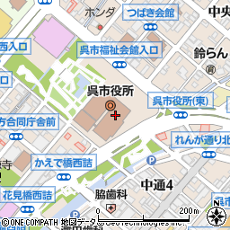 呉市役所呉市議会　議長副議長周辺の地図