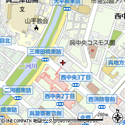タイムズ呉共済病院駐車場周辺の地図