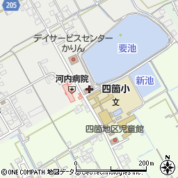 四箇地区公民館周辺の地図