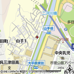 呉山手郵便局 ＡＴＭ周辺の地図